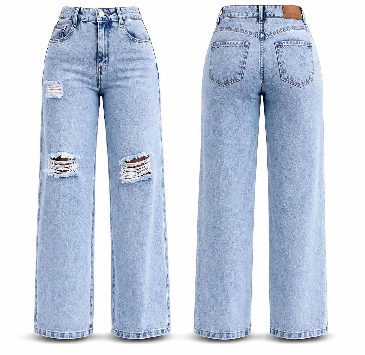 JEAN-864-Wide Leg Desgastado – Moderno, Cómodo y Atemporal⭐⭐⭐⭐⭐