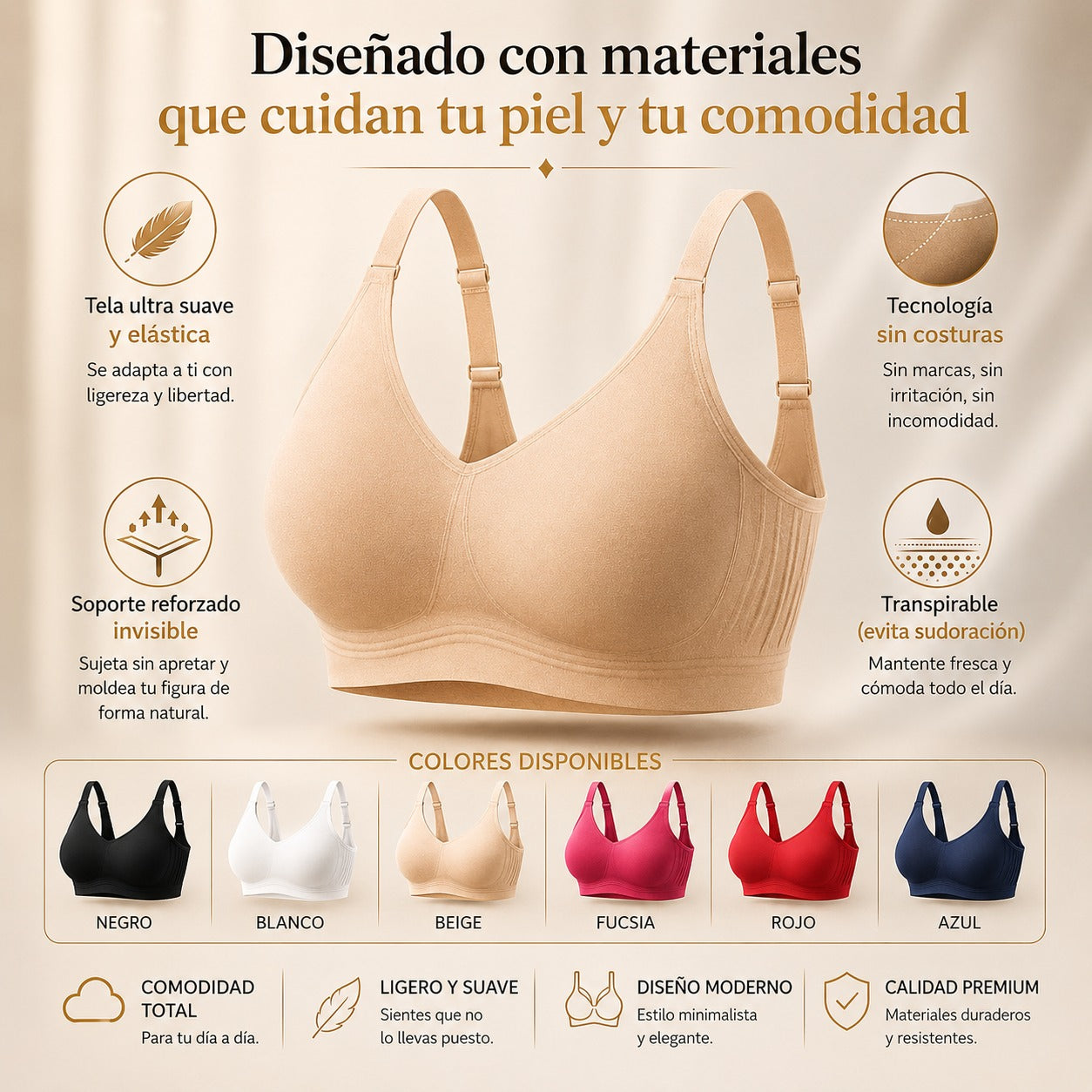 BRASIER ULTRA CÓMODO SIN VARILLAS | AJUSTE PERFECTO Y SOPORTE NATURAL⭐⭐⭐⭐⭐